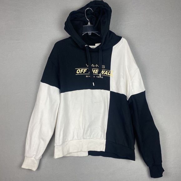 Vans Hoodie Adult XL Black White Off The Wall Check Pieced Geometric Gold - Picture 1 of 7